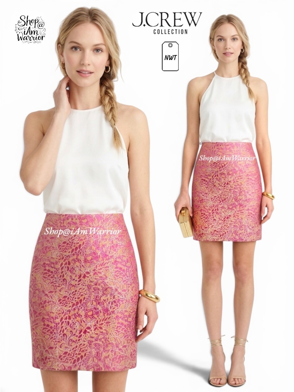 J.Crew Collection NWT sorbet metallic pencil skirt *shop@iamwarrior